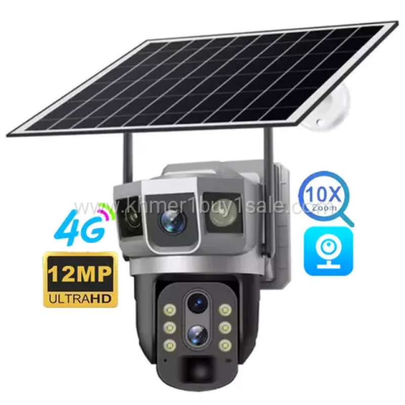 Camera security all in one V380pro 12MP 10X Zoom 4G Sim Three Lens Solar Camera security  outdoor 