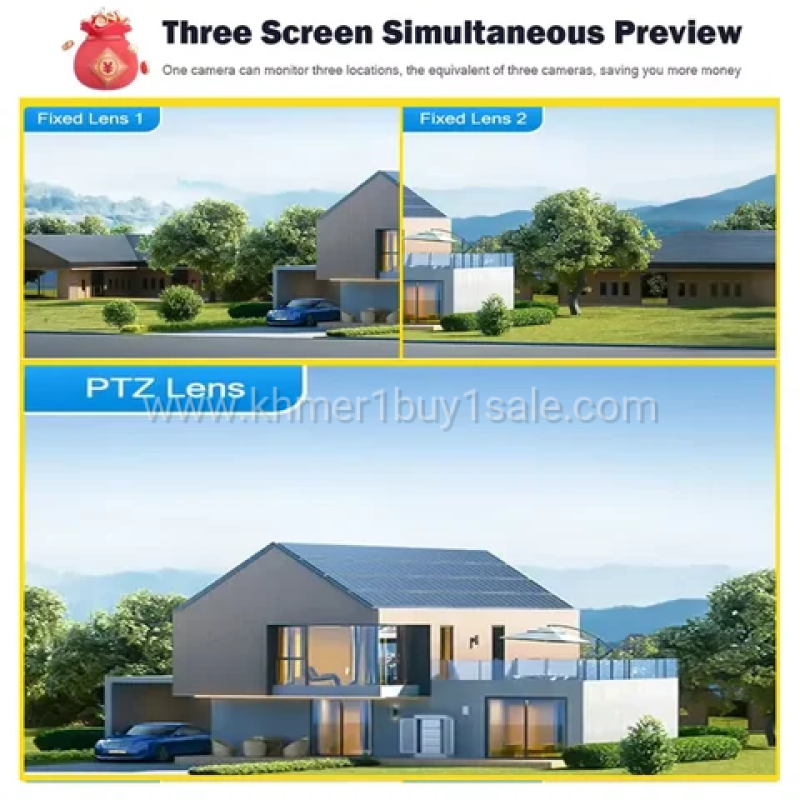 Camera security all in one V380pro 12MP 10X Zoom 4G Sim Three Lens Solar Camera security  outdoor 