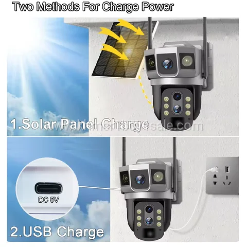 Camera security all in one V380pro 12MP 10X Zoom 4G Sim Three Lens Solar Camera security  outdoor 
