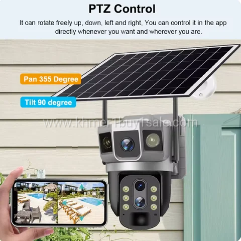 Camera security all in one V380pro 12MP 10X Zoom 4G Sim Three Lens Solar Camera security  outdoor 
