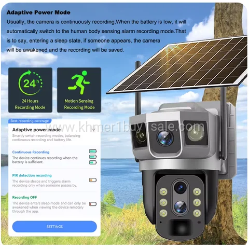 Camera security all in one V380pro 12MP 10X Zoom 4G Sim Three Lens Solar Camera security  outdoor 