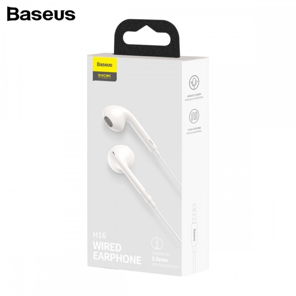 Baseus Encok 3.5mm Wired Earphone H16 White